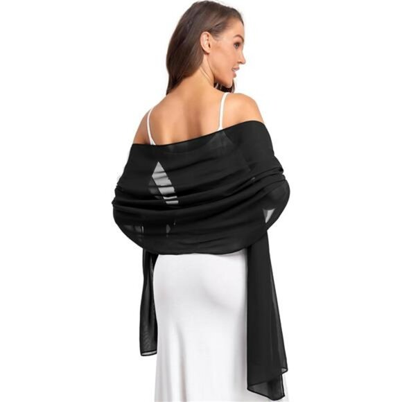 Chiffon Shawl Wrap Soft Lightweight Scarf for Women Wedding Evening Dress - Picture 1 of 7